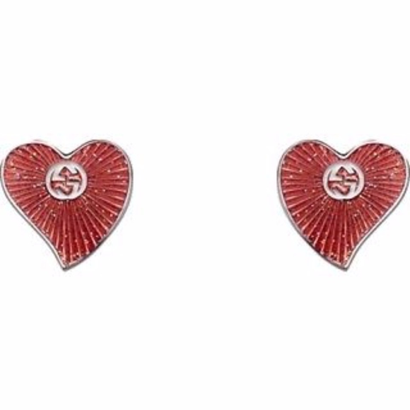 Gucci Jewelry - NWT GUCCI Valentine RedGlitter Interlock-"G" Studs